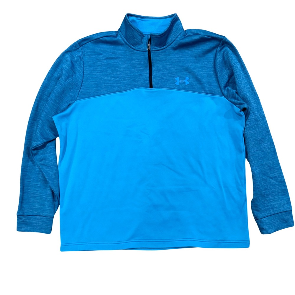 Under Armour ColdGear Mens XXL Blue Heathered Quarter Zip Pullover Sweatshirt